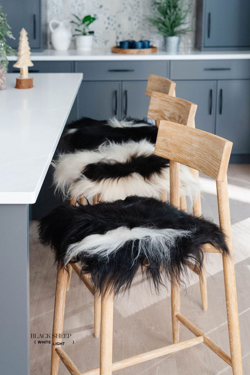 Black Spotted Icelandic Sheepskin Chair Pad | Random 