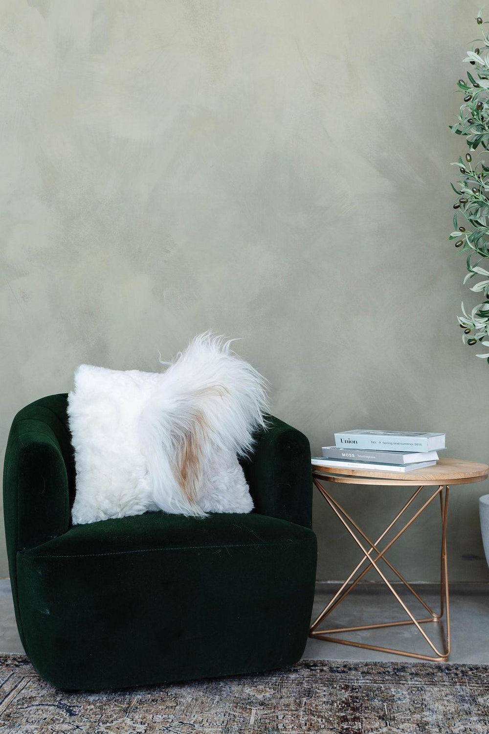Mélange Sheepskin Pillow, straight wool 