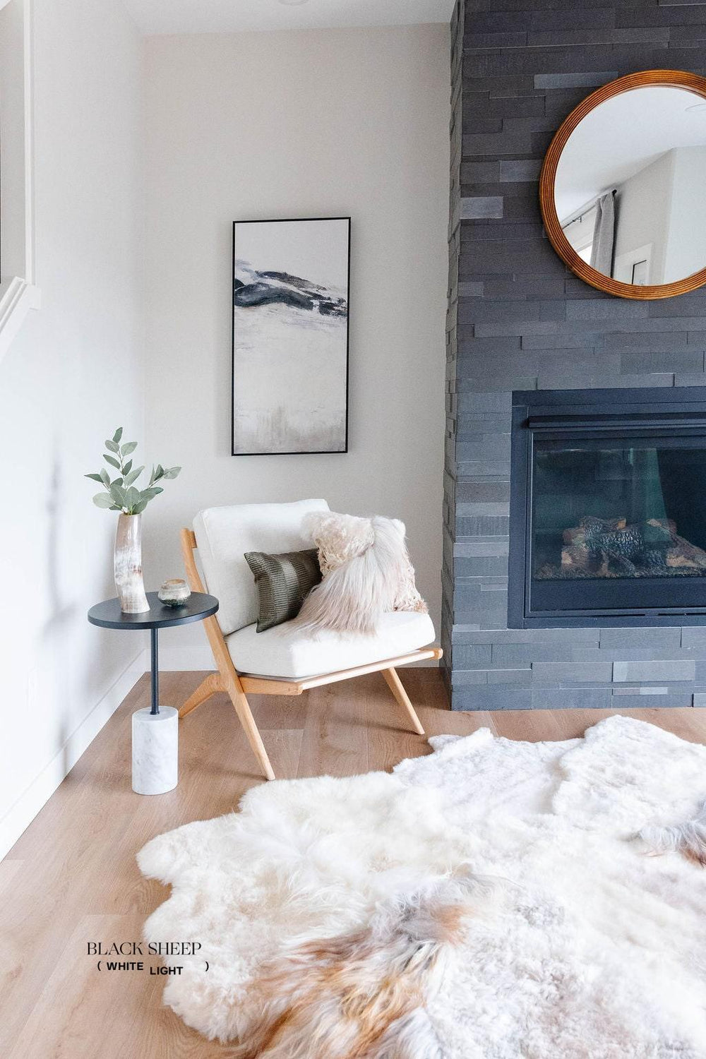 Mélange Sheepskin Pillow, straight wool 