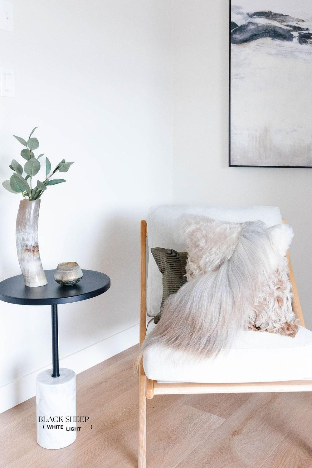 Mélange Sheepskin Pillow, straight wool 