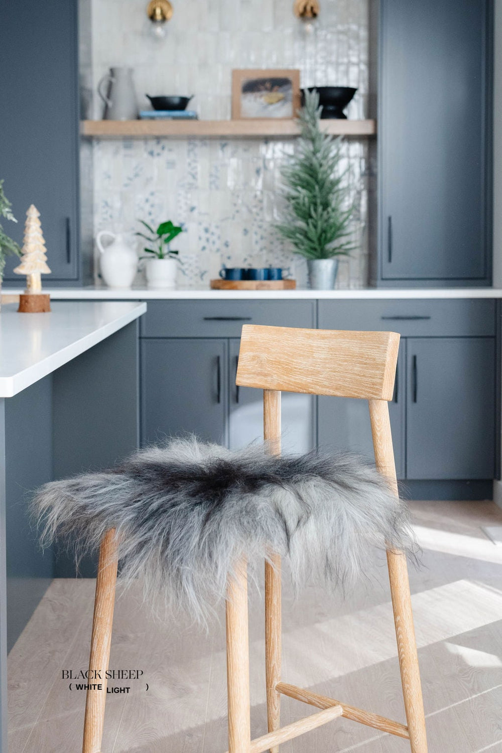 Natural Dark Grey Icelandic Sheepskin Chair Pad 