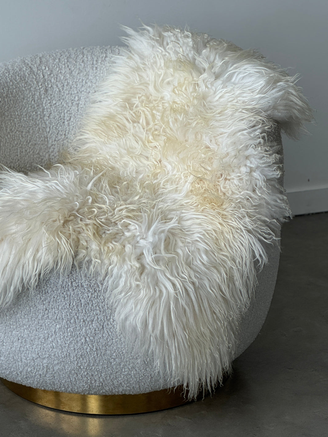 White Icelandic Curly Sheepskin 