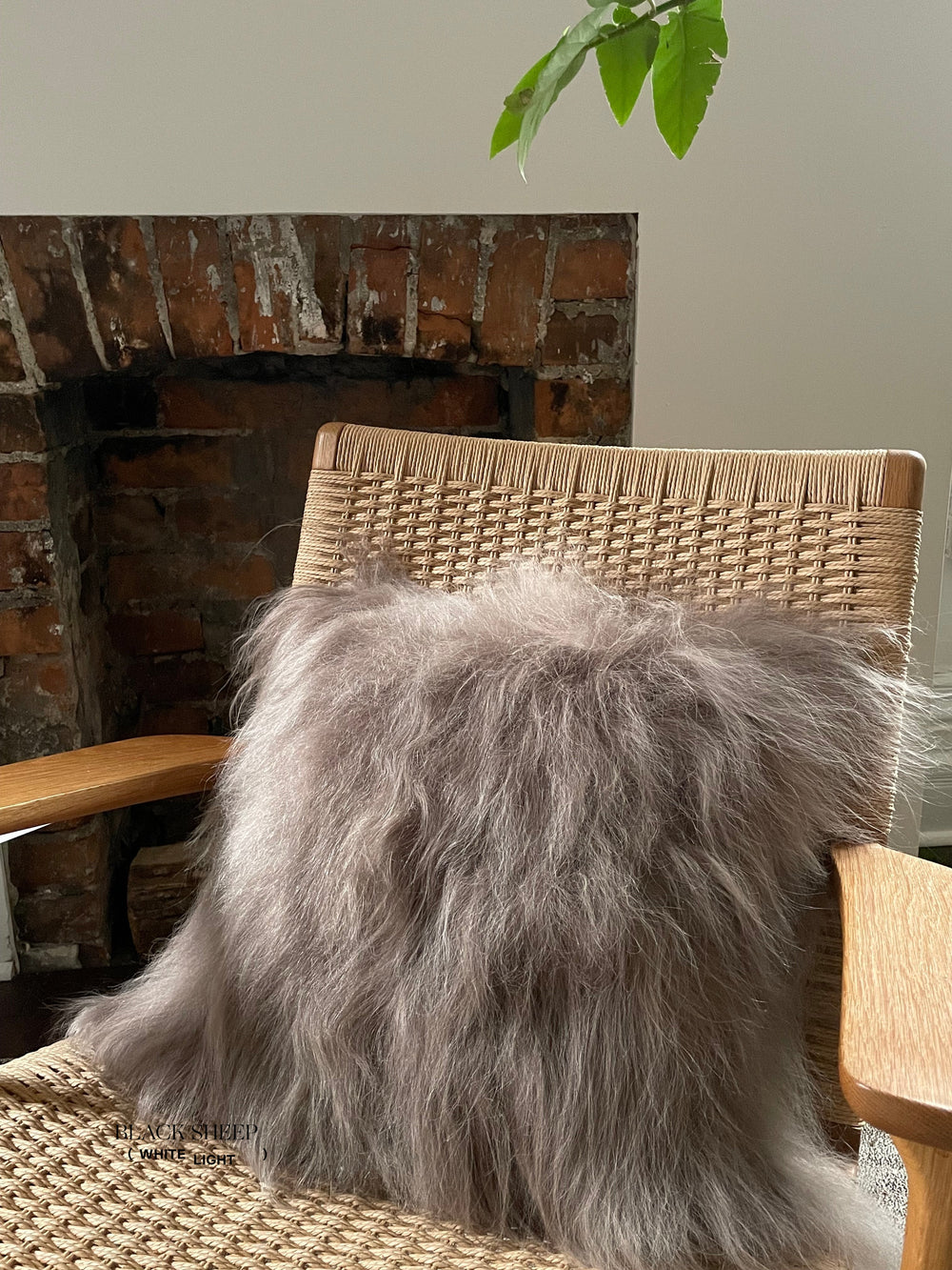 Square Taupe Icelandic Sheepskin Pillow Cover EX-STOCK Canada 