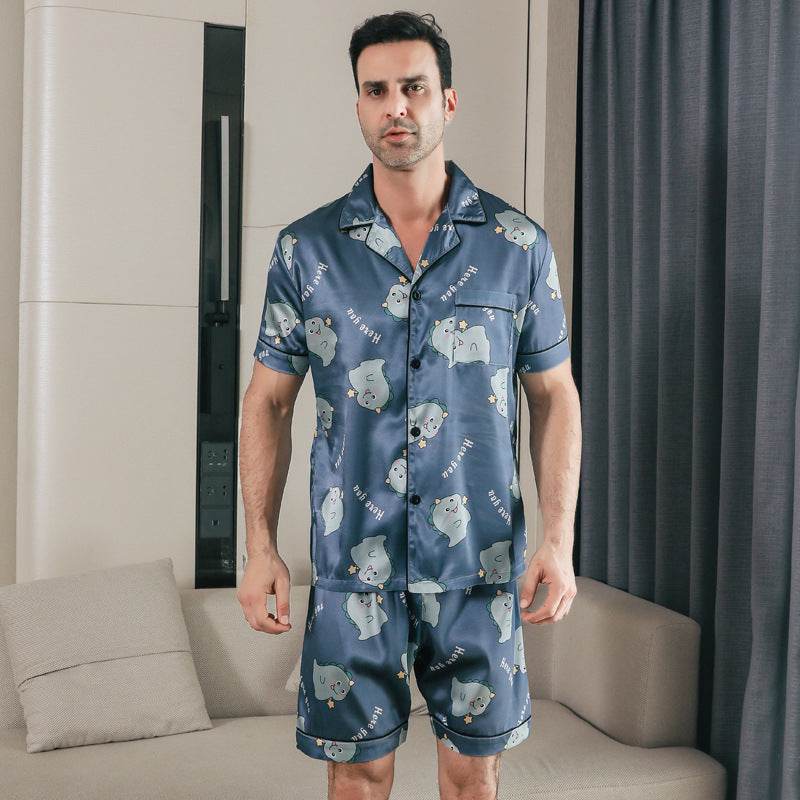 Ice Silk Short Sleeve Pajamas Men Can Be Outerwear Homewear  EX-STOCK CANADA