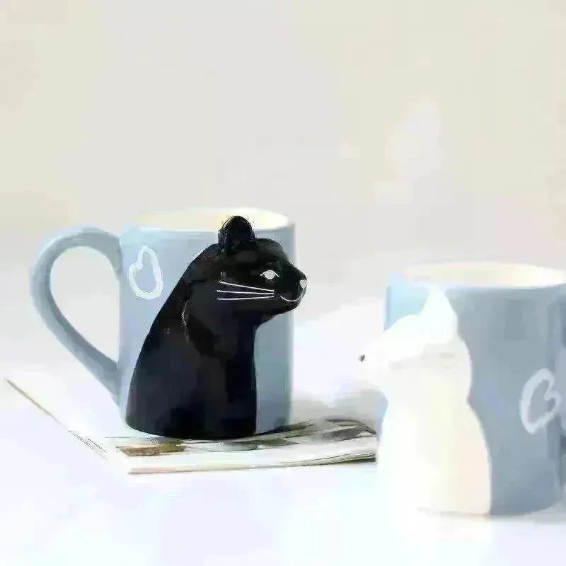 Kiss Cat Coffee Couple Handmade Mug - EX-STOCK CANADA