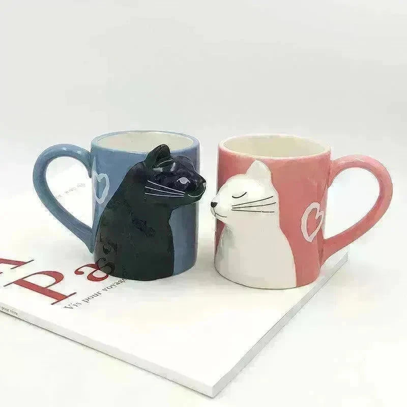 Kiss Cat Coffee Couple Handmade Mug - EX-STOCK CANADA