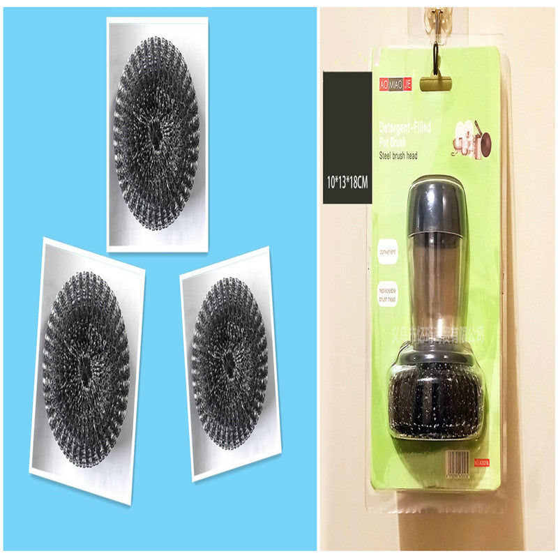 Kitchen Soap Dispensing Palm Brush Cleaner Push-type Brush Kitchen Detergent Tools EX-STOCK Canada 
