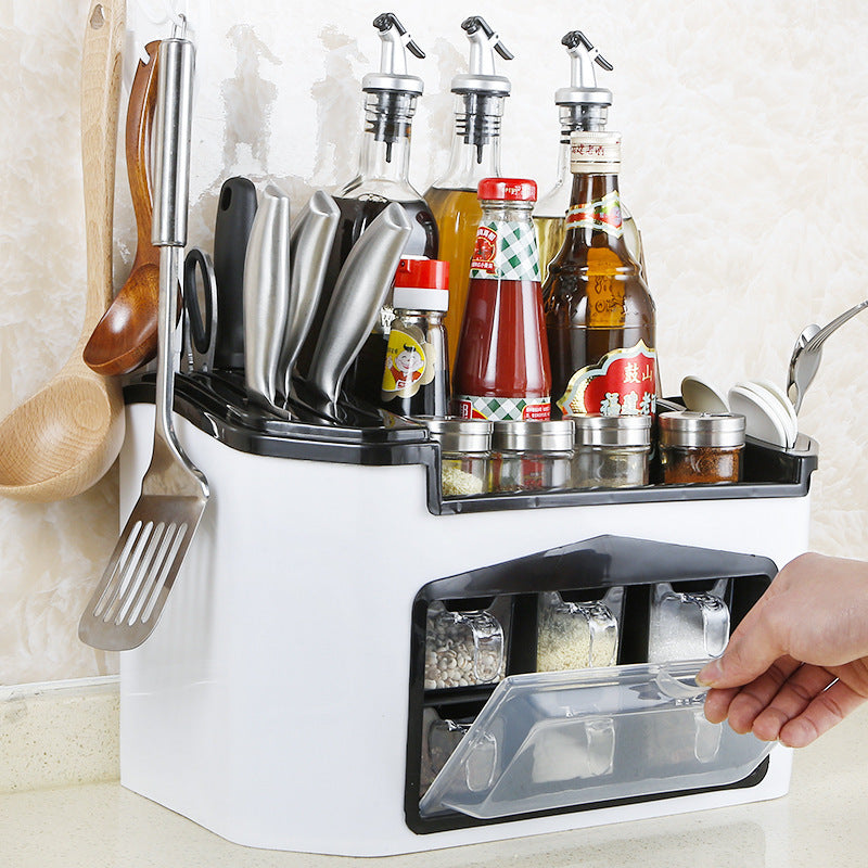 Kitchenware Rack Seasoning Storage Box Multifunctional Floor Condiment Storage Knife Rack EX-STOCK Canada 