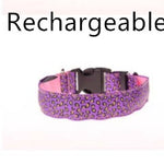 LED Dog Collar Safety Adjustable Nylon Leopard Pet Collar EX-STOCK Canada 