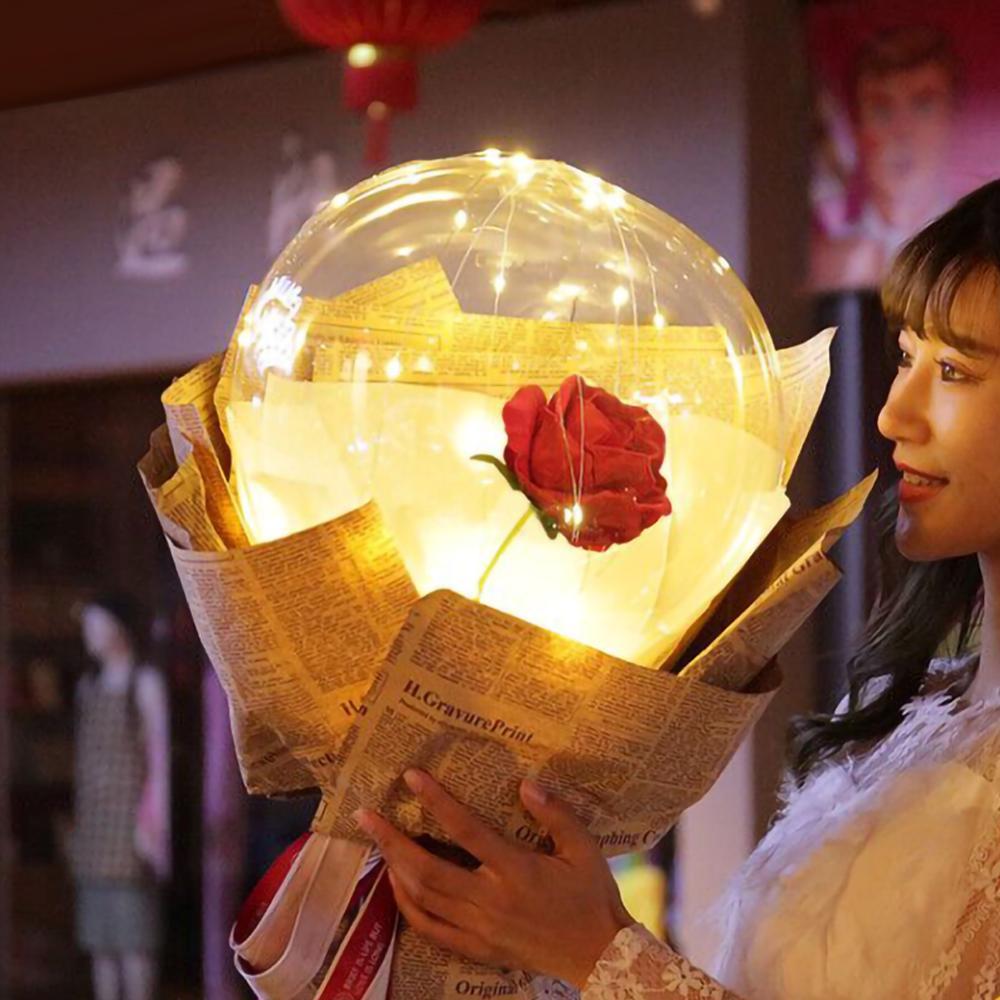 LED Luminous Balloon Rose Bouquet Transparent Bobo Ball Rose EX-STOCK Canada 