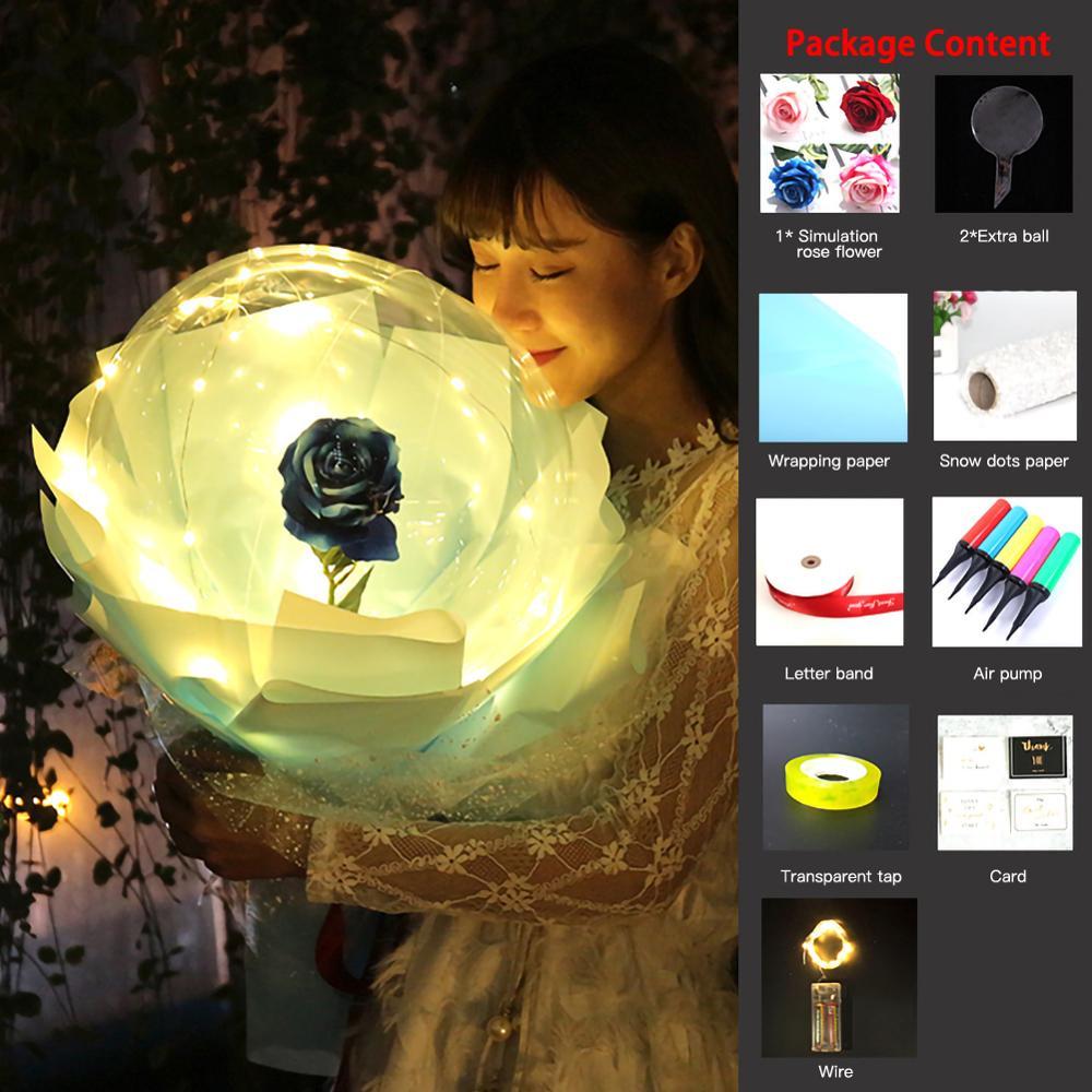 LED Luminous Balloon Rose Bouquet Transparent Bobo Ball Rose EX-STOCK Canada 