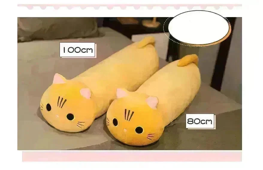 Large Size Cartoon Cat Plush Toys Stuffed Cloth Doll Long Animal Pillow Cushion - EX-STOCK CANADA
