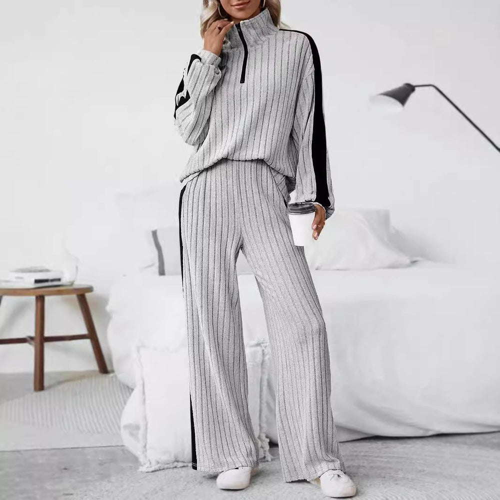 Large Size Casual Suit Women's Sweater Wide Leg Pants Two-piece Set EX-STOCK Canada 