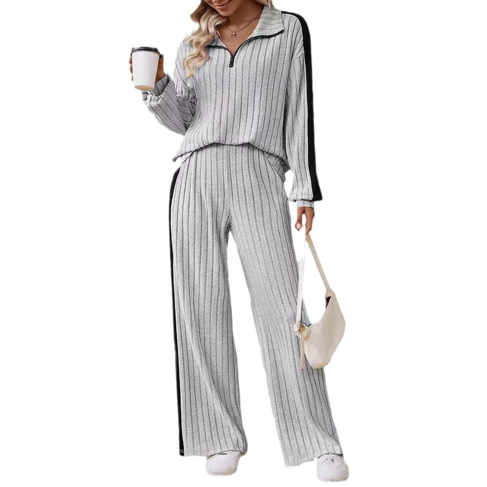 Large Size Casual Suit Women's Sweater Wide Leg Pants Two-piece Set EX-STOCK Canada 