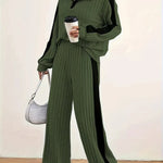 Large Size Casual Suit Women's Sweater Wide Leg Pants Two-piece Set EX-STOCK Canada 