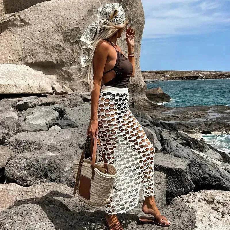 Leisure Vacation Pure Color Bikini Swimsuit Outwear Skirt - EX-STOCK Canada