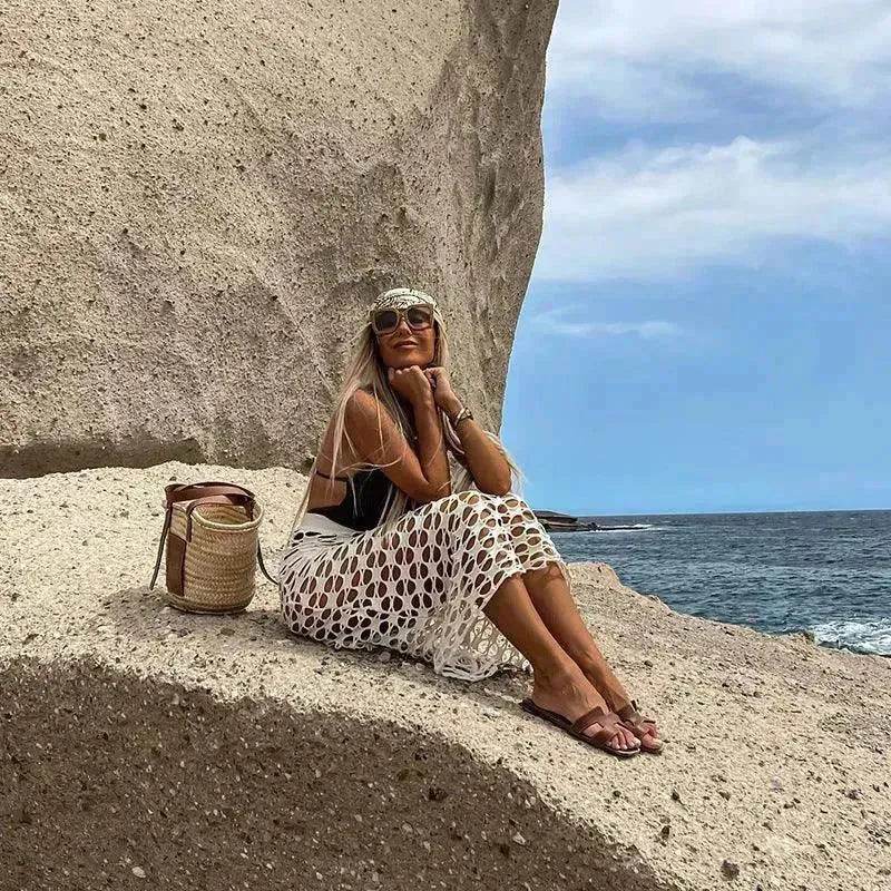 Leisure Vacation Pure Color Bikini Swimsuit Outwear Skirt - EX-STOCK Canada