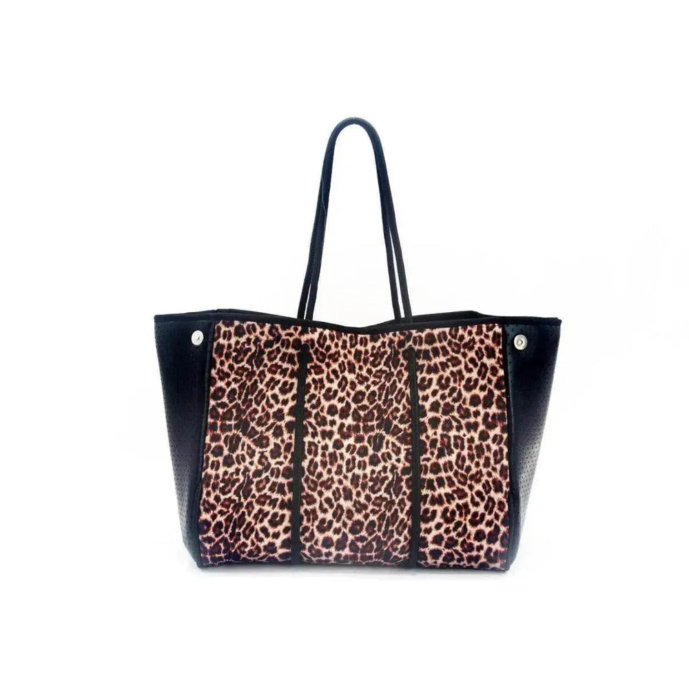 Leopard Print Printed Black Portable Beach Bag Leisure Travel - EX-STOCK Canada