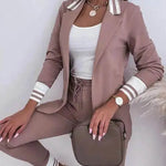 Long Sleeve Suit Coat Drawstring Pants Casual Suit - EX-STOCK Canada