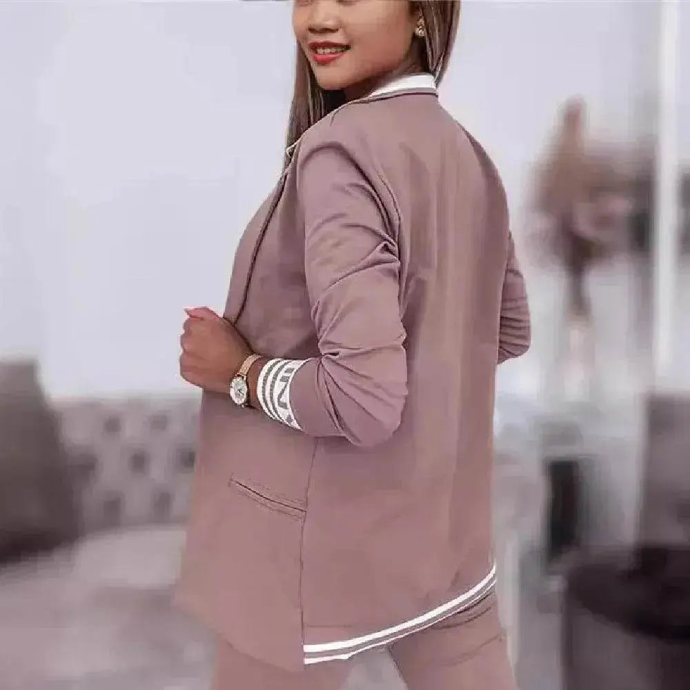 Long Sleeve Suit Coat Drawstring Pants Casual Suit - EX-STOCK Canada