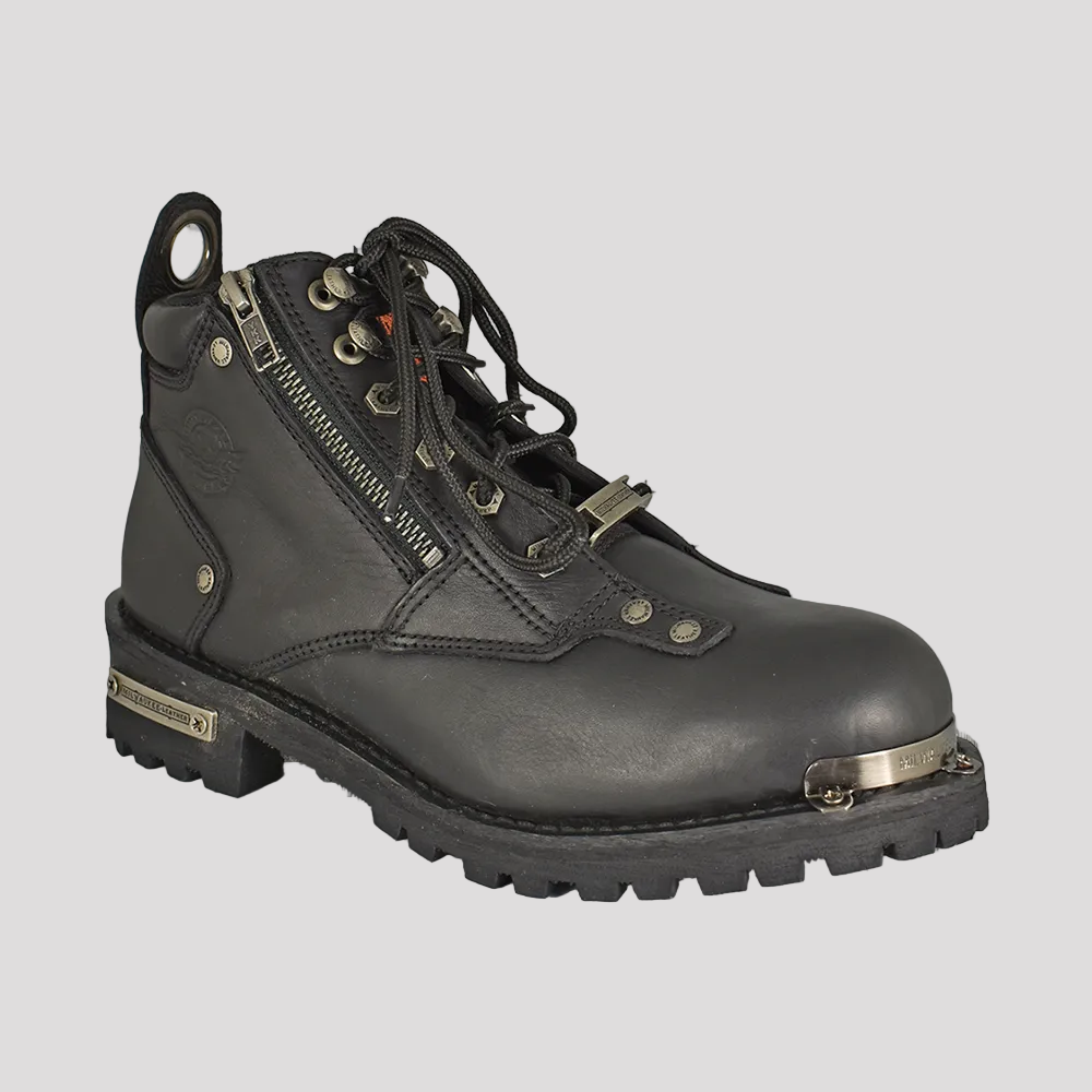 Milwaukee Leather Men's 6" Double Zip Lace Up Motorcycle Boots 