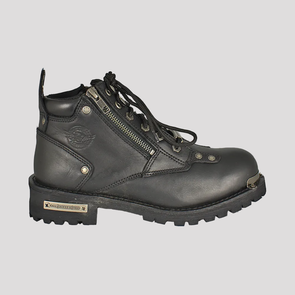 Milwaukee Leather Men's 6" Double Zip Lace Up Motorcycle Boots 