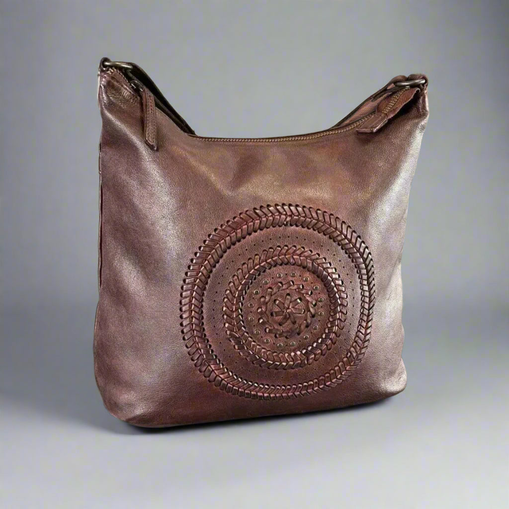 Sac fourre-tout en cuir MET Floral Stitch avec bandoulière réglableEX-STOCK Canada 