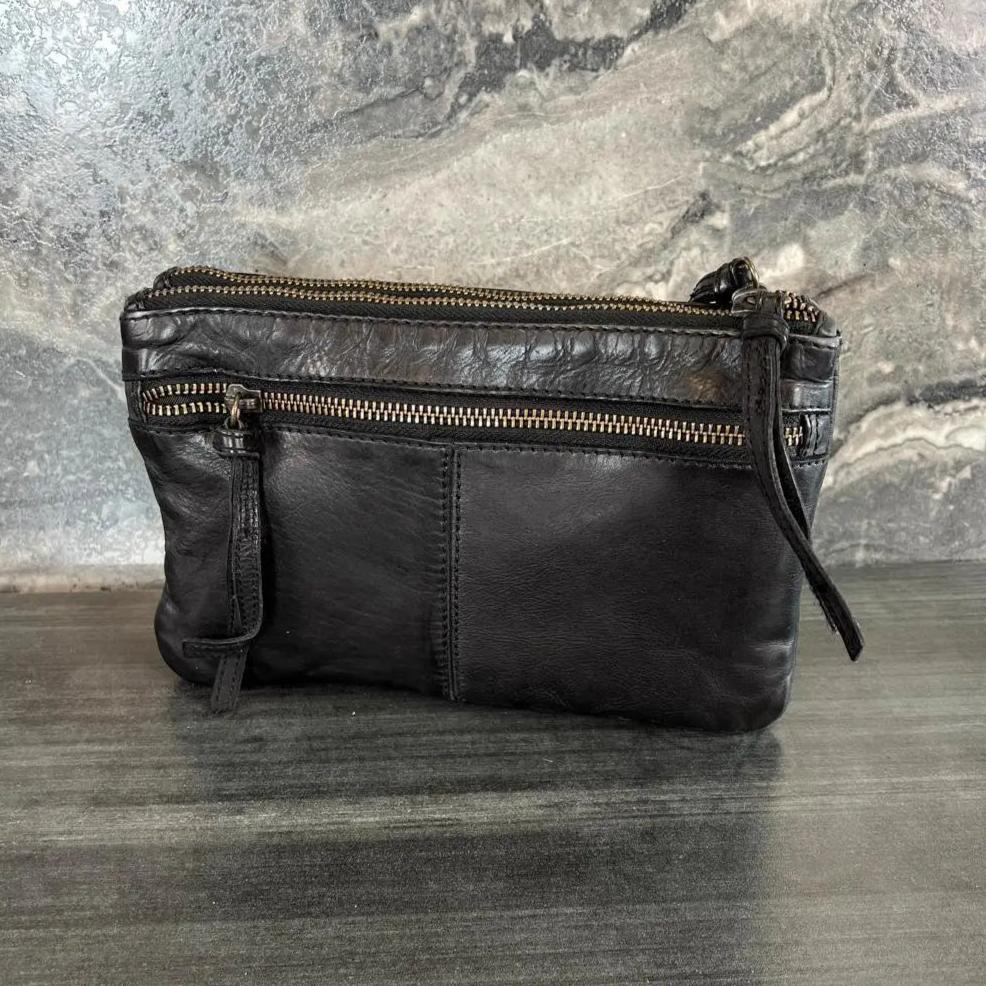 MET Leather Crossbody Bag with Dual Front Zipper Pockets 