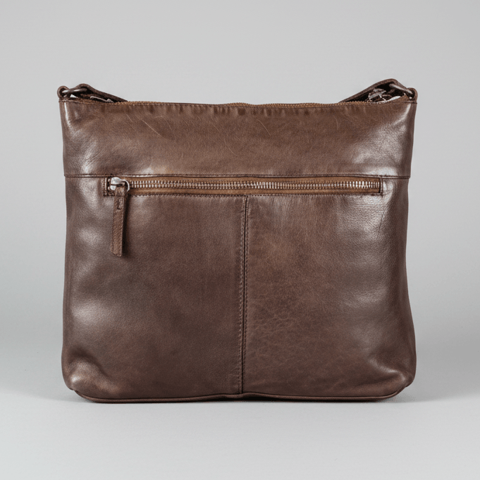 Borsa a tracolla in pelle MET con doppie tasche con cerniera 