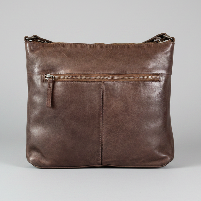 MET Leather Crossbody Bag with Dual Zipper Pockets 