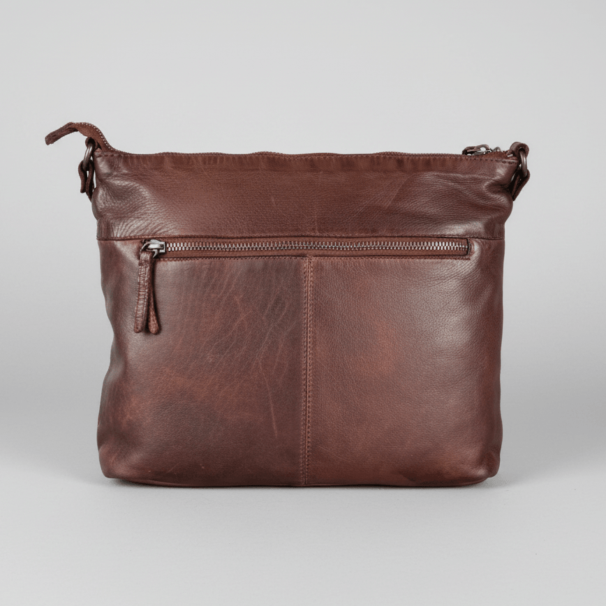 Borsa a tracolla in pelle MET con doppie tasche con cerniera 