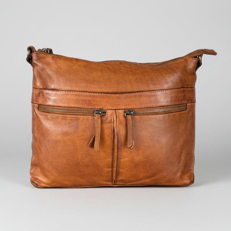 Borsa a tracolla in pelle MET con doppie tasche con cerniera 
