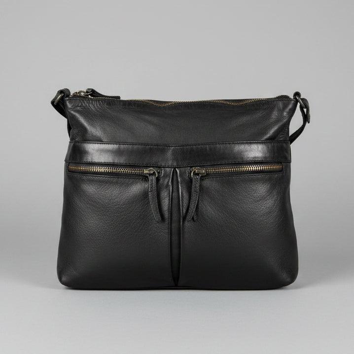 Borsa a tracolla in pelle MET con doppie tasche con cerniera 