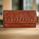 MET Women's Magnet Closure Trifold Leather Wallet 