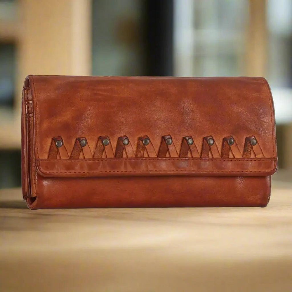 MET Women's Magnet Closure Trifold Leather Wallet 