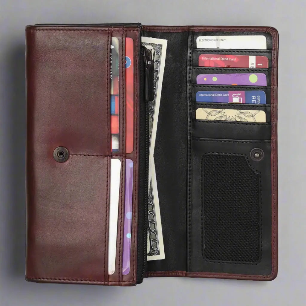 MET Women's Two Tone Leather Clutch Wallet EX-STOCK Canada 