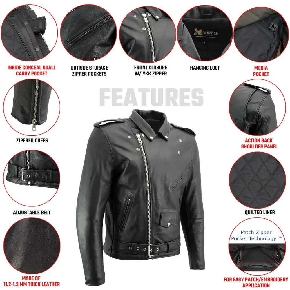 X Element Men's Leather Motorcycle Jacket EX-STOCK Canada 