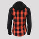 Camisa de cuero de cuero de cuadros con capucha y capucha de mujer 