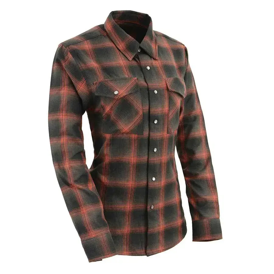 Milwaukee Leather Women's Armoured Plaid Snap Shirt EX-STOCK Canada 