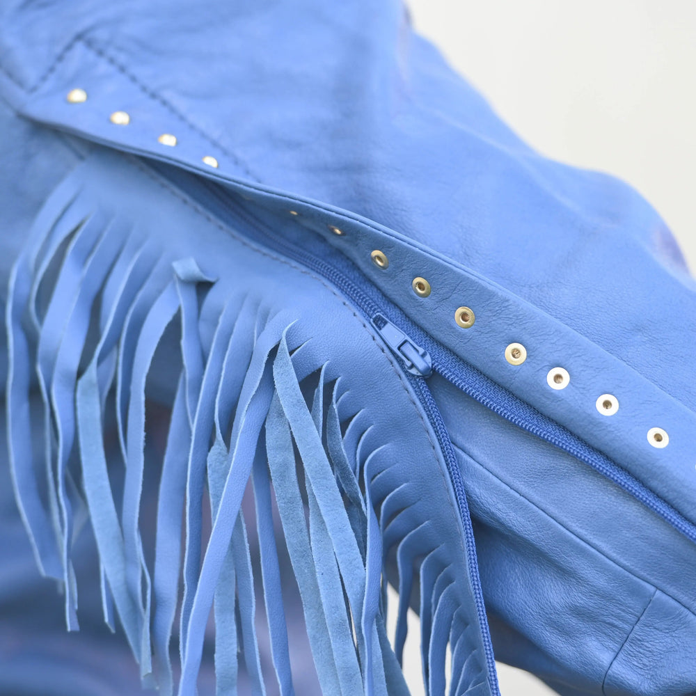 Giacca in pelle borchiata da donna con frange removibiliEX-STOCK Canada 