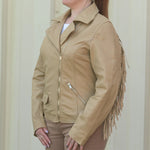 Women's Studded Leather Jacket with Removable Fringe EX-STOCK Canada 