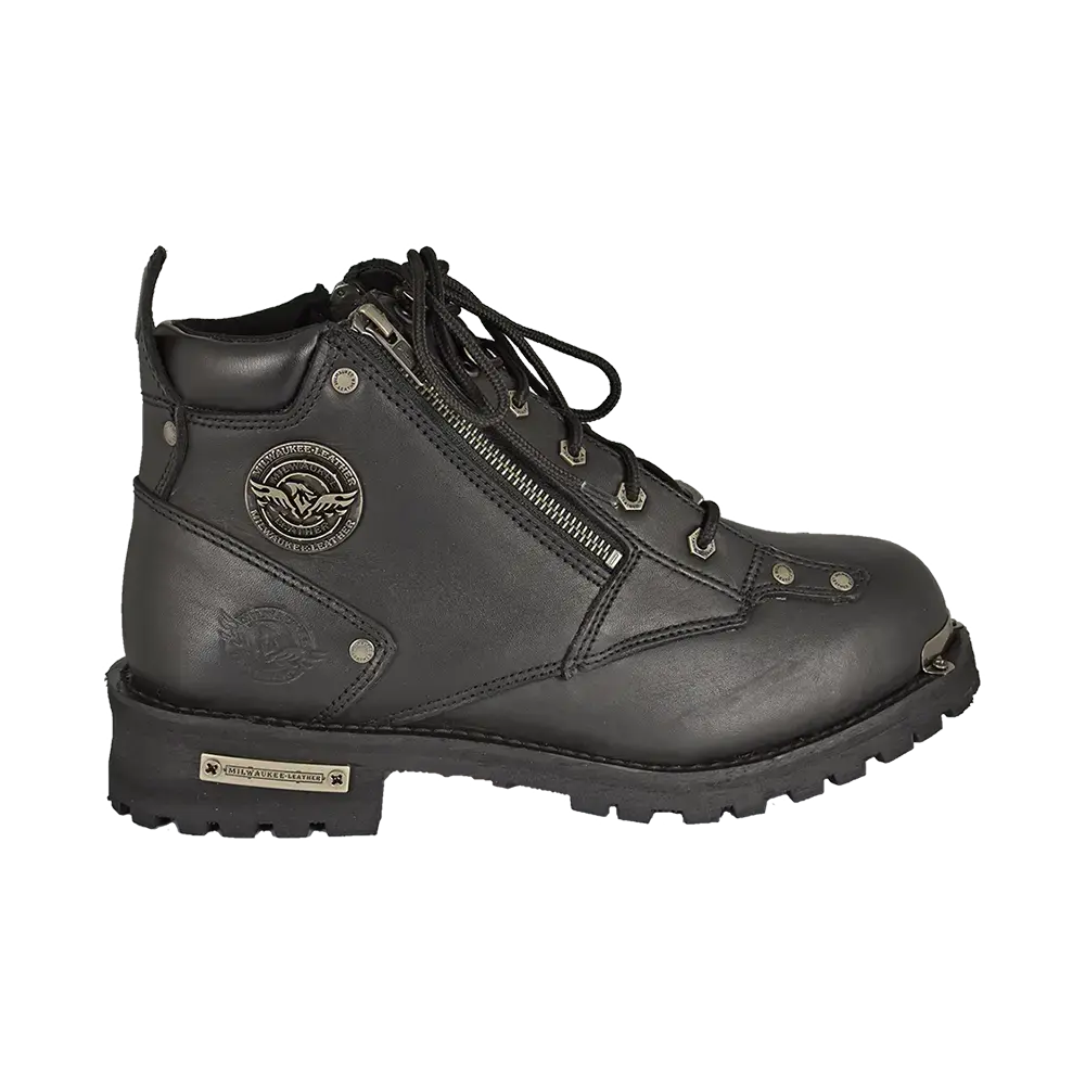 Milwaukee Leather Men's 6" Double Zip Lace Up Motorcycle Boots EX-STOCK Canada 