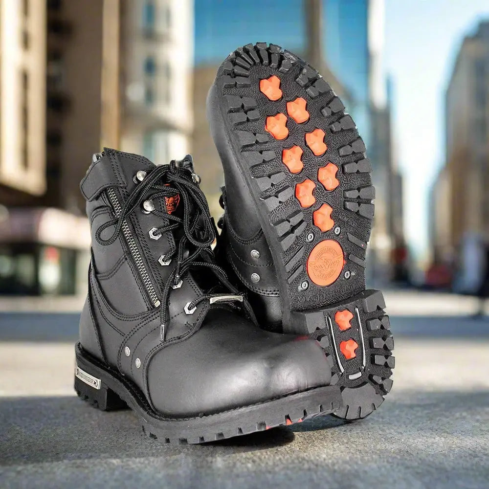 Milwaukee Leather Men's 6" Milwaukee Side Zip Lace Up Motorcycle Boots EX-STOCK Canada 