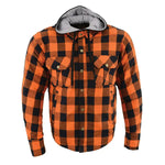 Milwaukee Leather Men's Orange & Black Armored Flannel Biker Shirt w/ Reinforced Fibers EX-STOCK Canada 