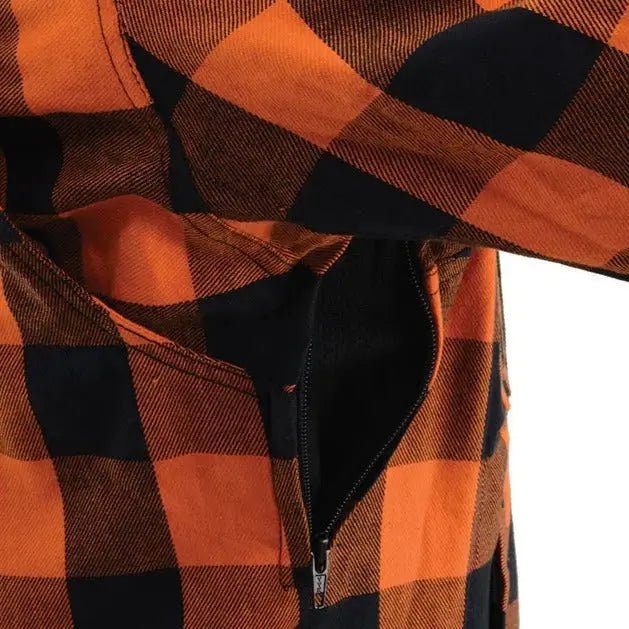 Milwaukee Leather Men's Orange & Black Armored Flannel Biker Shirt w/ Reinforced Fibers EX-STOCK Canada 