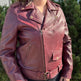Damen-Lammleder-Bikerjacke mit Gürtel 