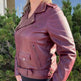 Damen-Lammleder-Bikerjacke mit Gürtel 