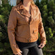 Damen-Lammleder-Bikerjacke mit Gürtel 