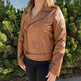 Damen-Lammleder-Bikerjacke mit Gürtel 