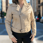 Women's Lamb Leather Biker Style Jacket with Belt 